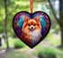 Pomeranian Stained Glass Effect Heart Suncatcher